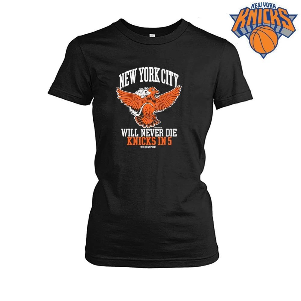 New York City Will Never Die Knicks In 5 2026 Champions Pigeon and Rat Graphic Shirt