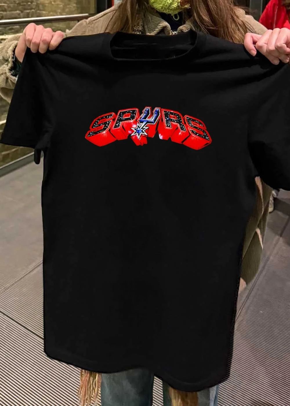 Vintage Spurs Distressed Red Logo Basketball T-Shirt