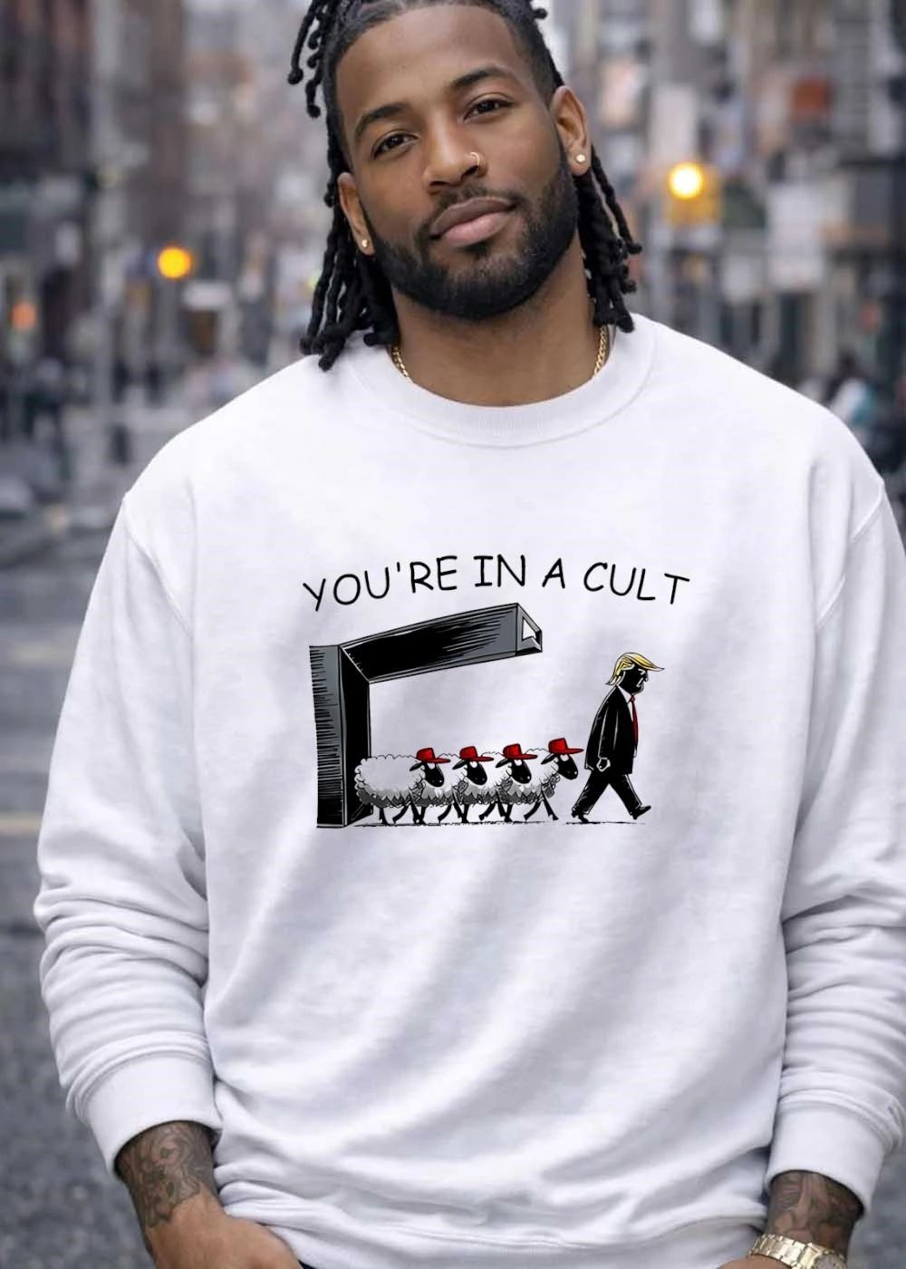 You’re in a Cult Donald Trump Leading Sheep Wearing Red Hats T-Shirt