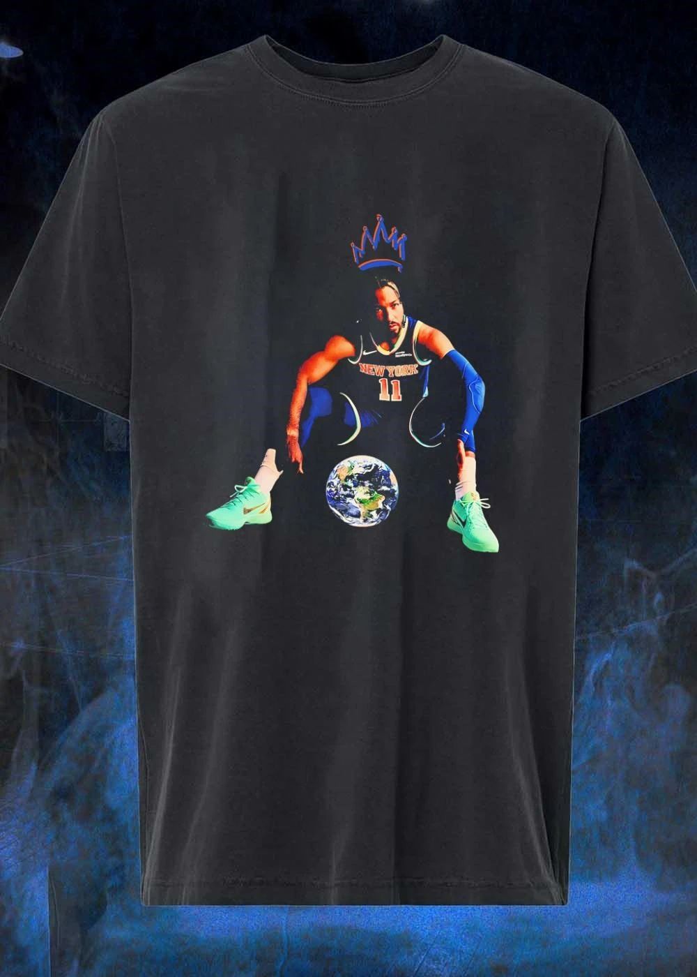 Jalen Brunson Sitting on the Globe New York 11 King Crown shirt
