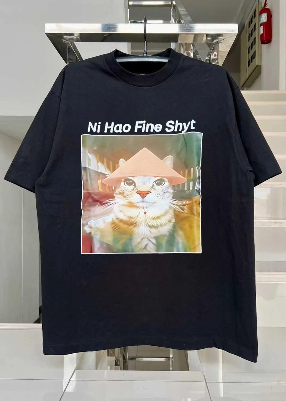 Funny Cat Wearable Ni Hao Fine Shyt shirt