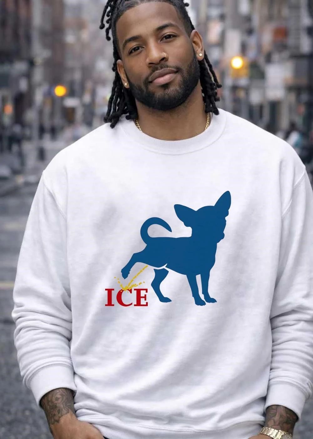 Funny Chihuahua Pissing on ICE T-Shirt
