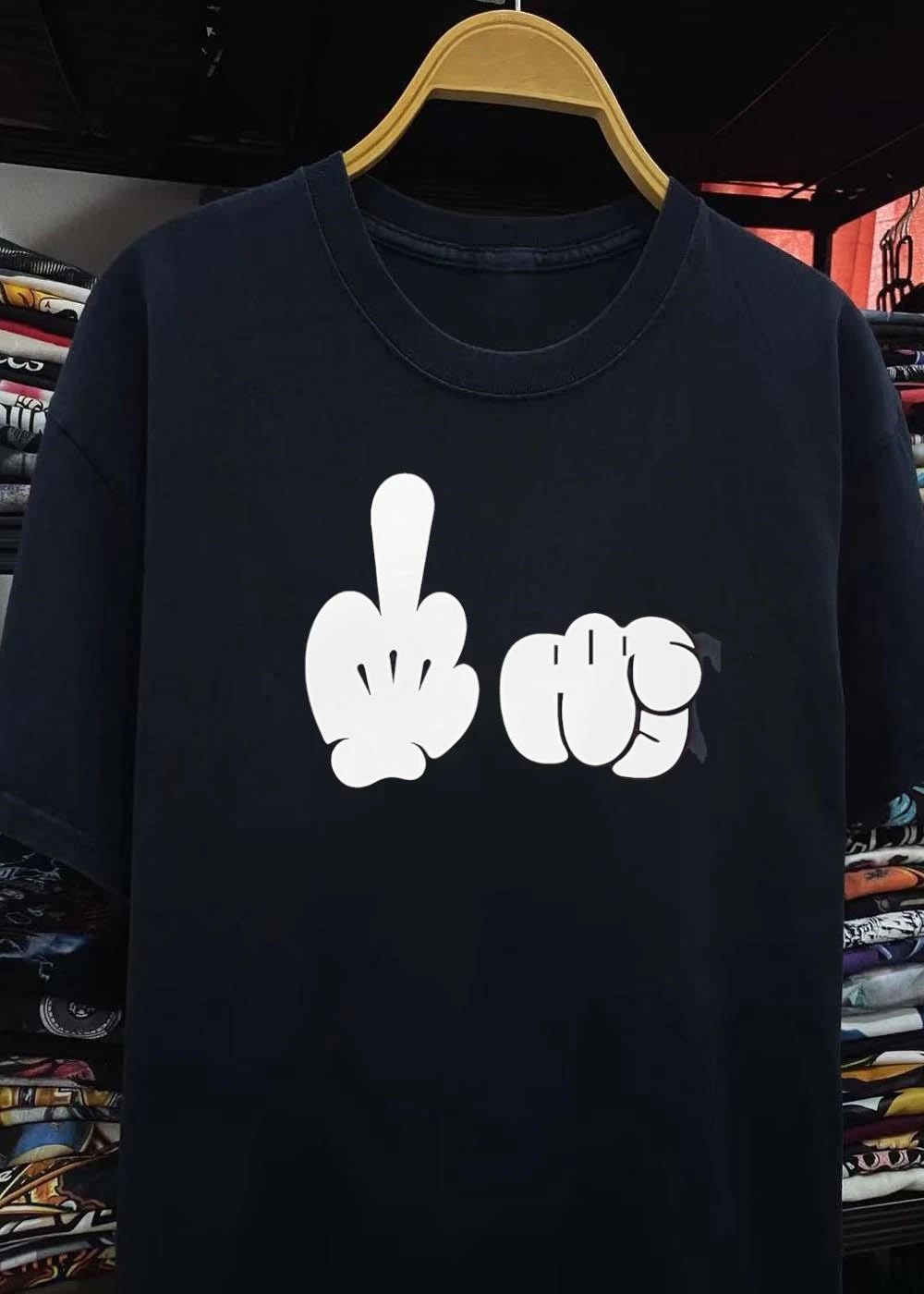 Hand Gestures Middle Finger Pointing Graphic T-Shirt