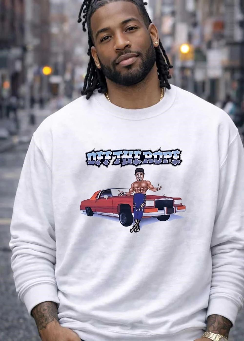 Off the Rope Wrestler Leaning on a Red Classic Car T-Shirt