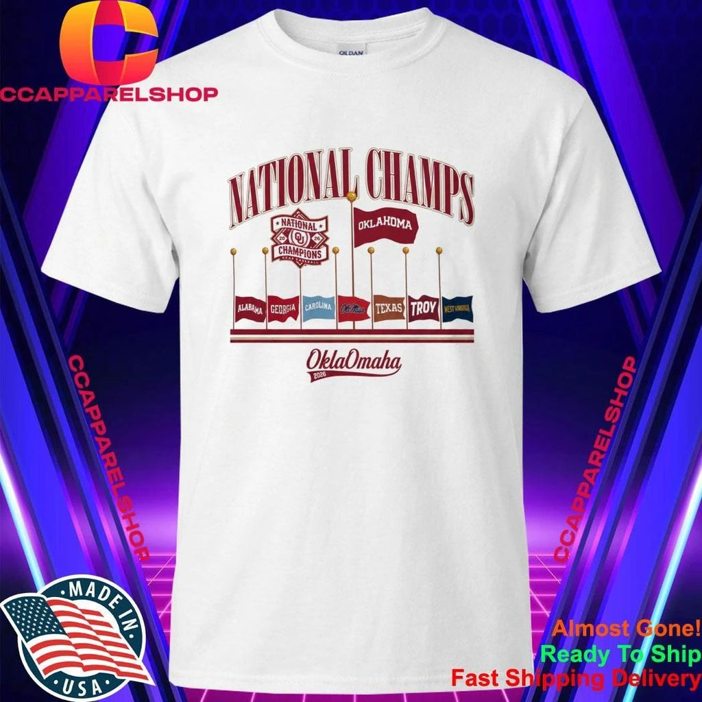 Oklahoma Baseball 2026 National Champions Omaha Flags Shirt
