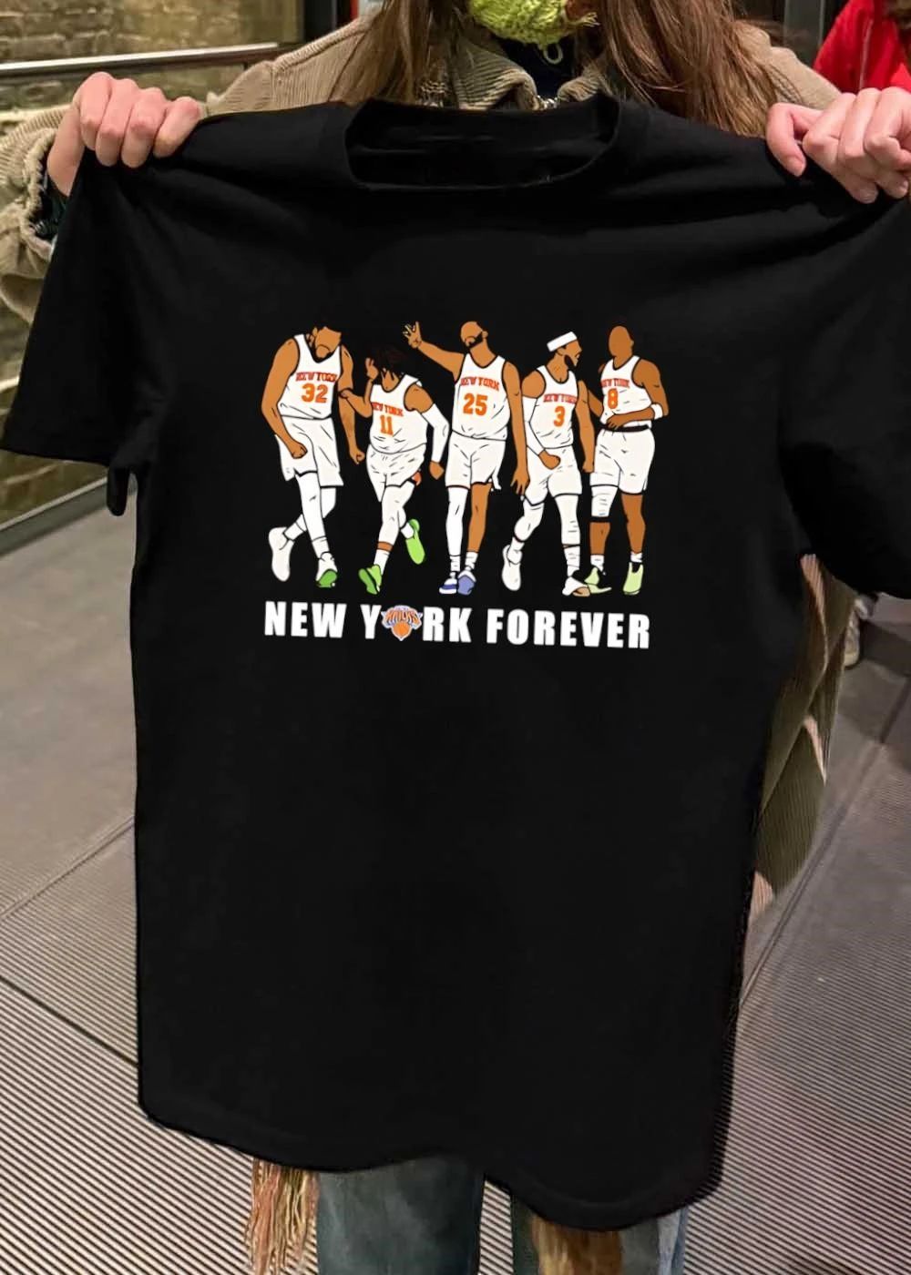 Knicks Fan Apparel Five New York Players Celebrating New York Forever T-Shirt