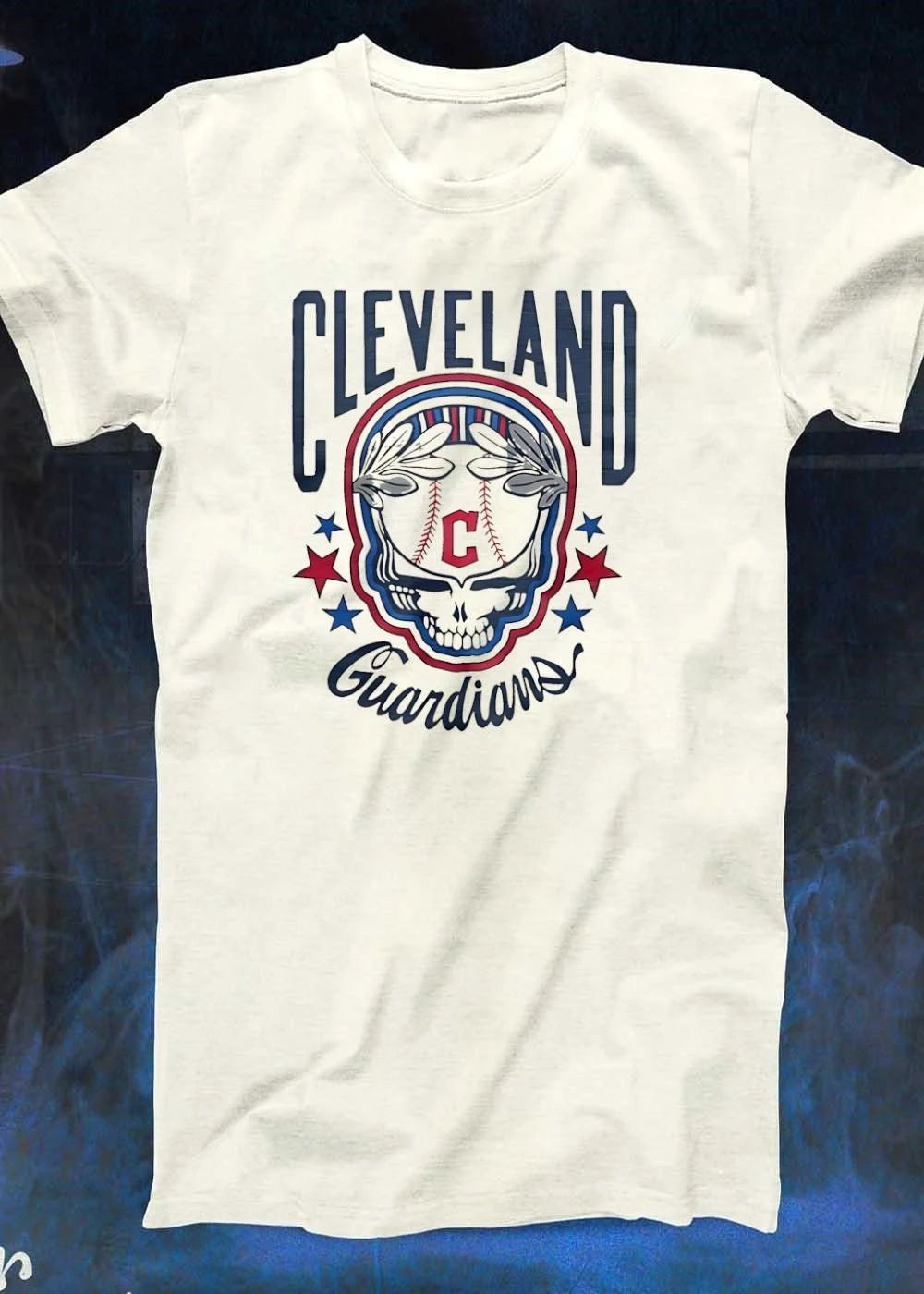 Cleveland Guardians Skull Baseball Laurel Wreath Stars Sport Fan T-Shirt