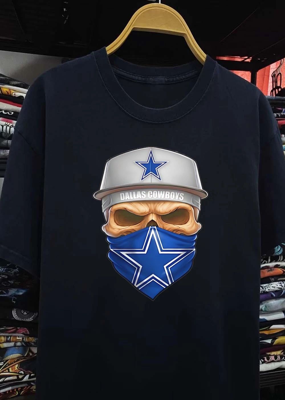 Dallas Cowboys Skull Bandana Cap Men_s T-Shirt