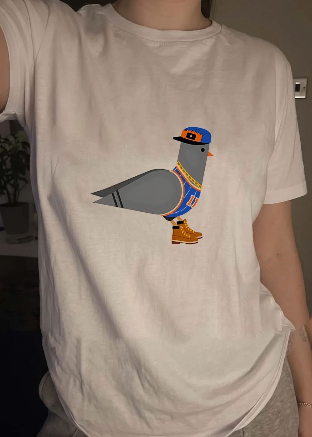 New York Basketball Pigeon Wearing Hat Number 11 shirt
