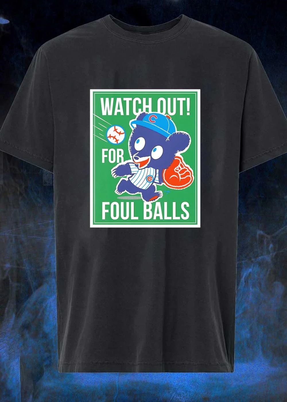 Watch Out For Foul Balls Chicago Cubs cartoon bear shirt