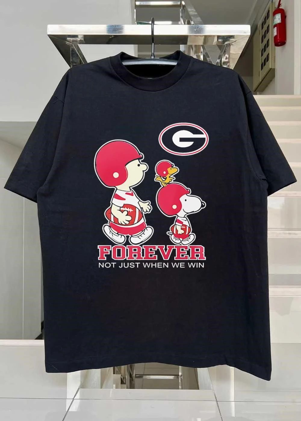 Peanuts Characters Playing Football Forever Not Just When We Win Georgia Bulldogs Shirt