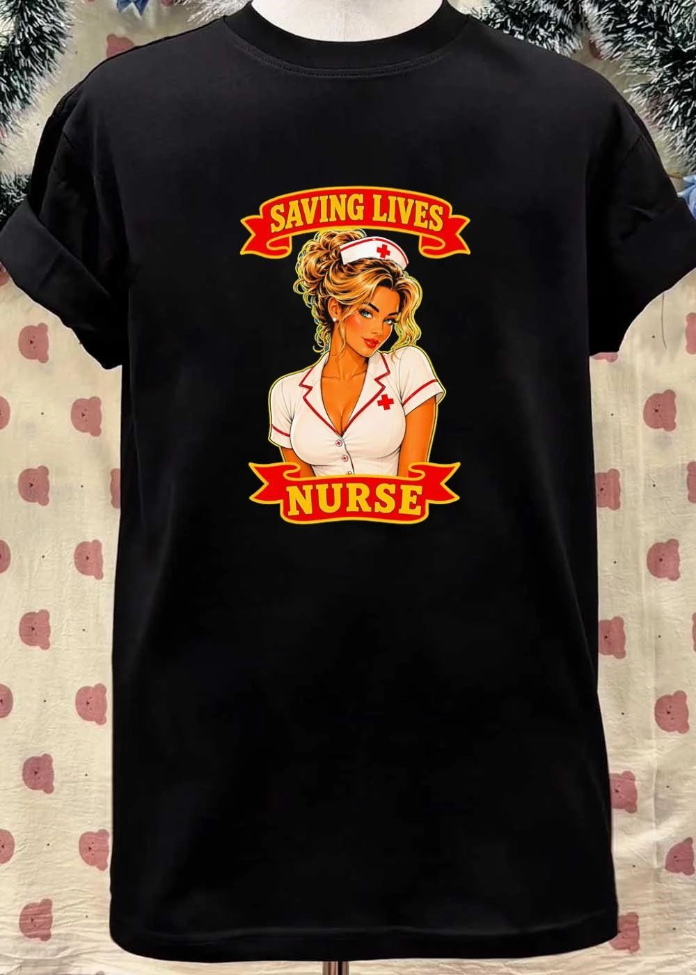 Saving Lives Sexy Pinup Girl Professional Medical Care T-Shirt