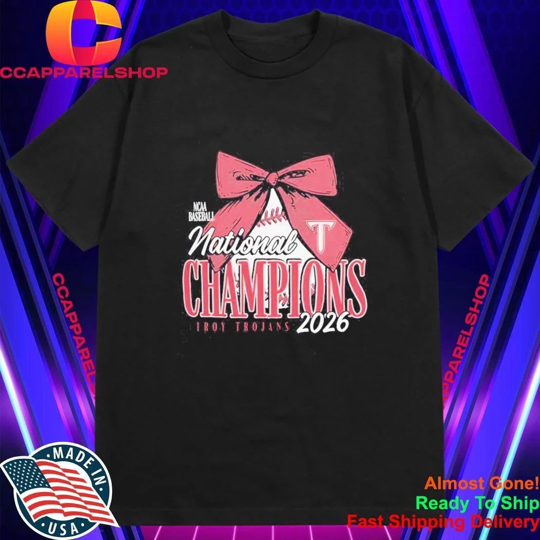 Troy Trojans NCAA Baseball National Champions 2026 Bow Logo Shirt