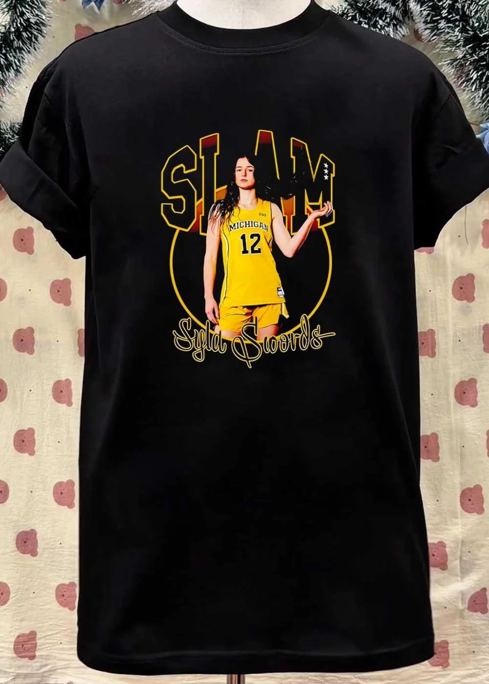 Slam Syla Swords Michigan Basketball Player Jersey Graphic T-Shirt