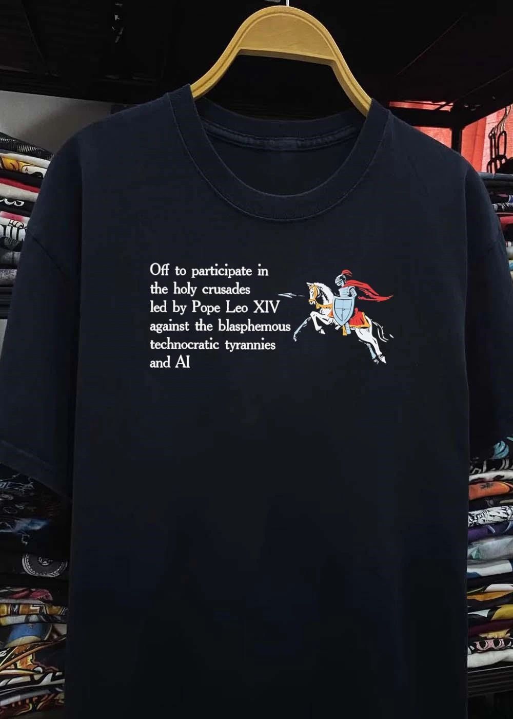 Knight Crusader Off to Participate in Holy Crusades Led by Pope Leo XIV AI T-Shirt