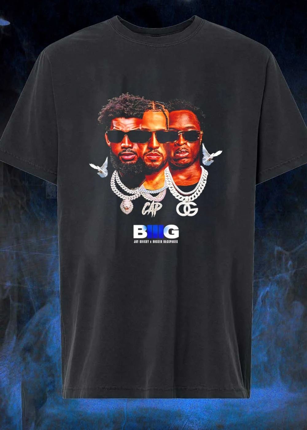 Jay Knicky x Bocker Backpages BIIG Three Men Wearing Chains T-Shirt