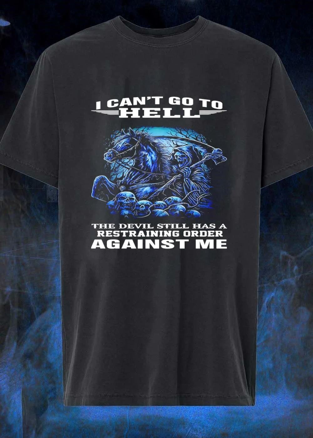 Grim Reaper Riding Horse Restraining Order Against Me T-Shirt