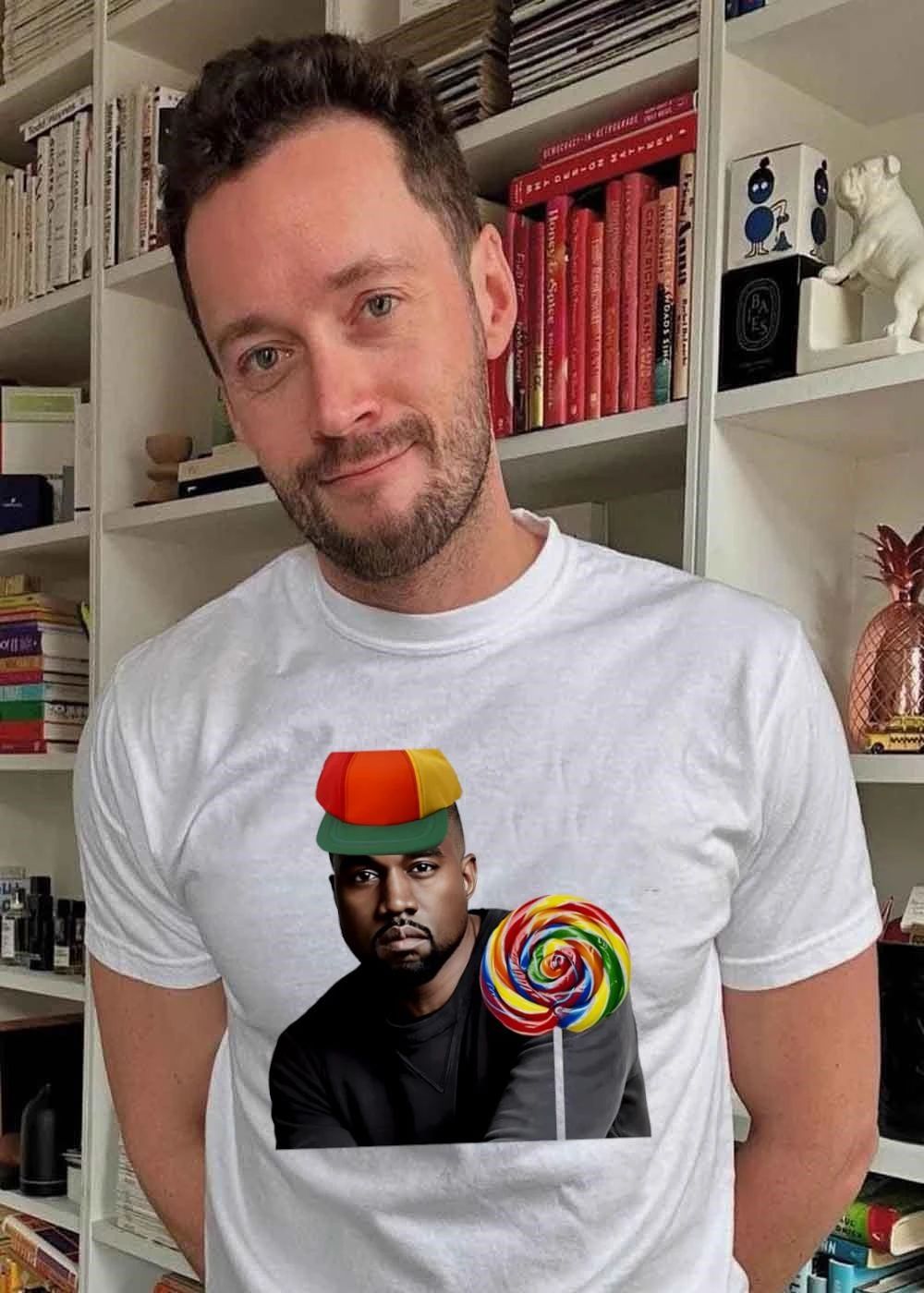 Kanye West Holding Colorful Lollipop T-Shirt