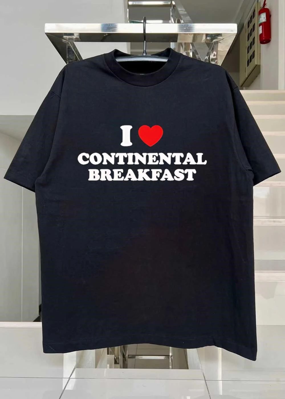 I Heart Love Continental Breakfast Black shirt