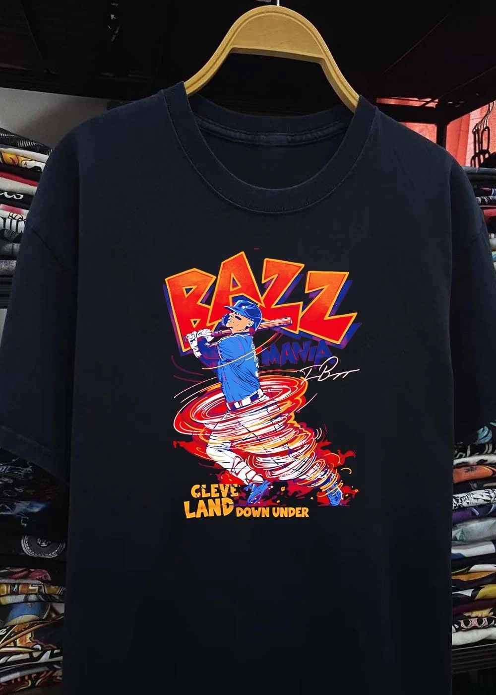 CV Art Design Travis Bazzana Batting Bazz Mania Cleveland Down Under T-Shirt