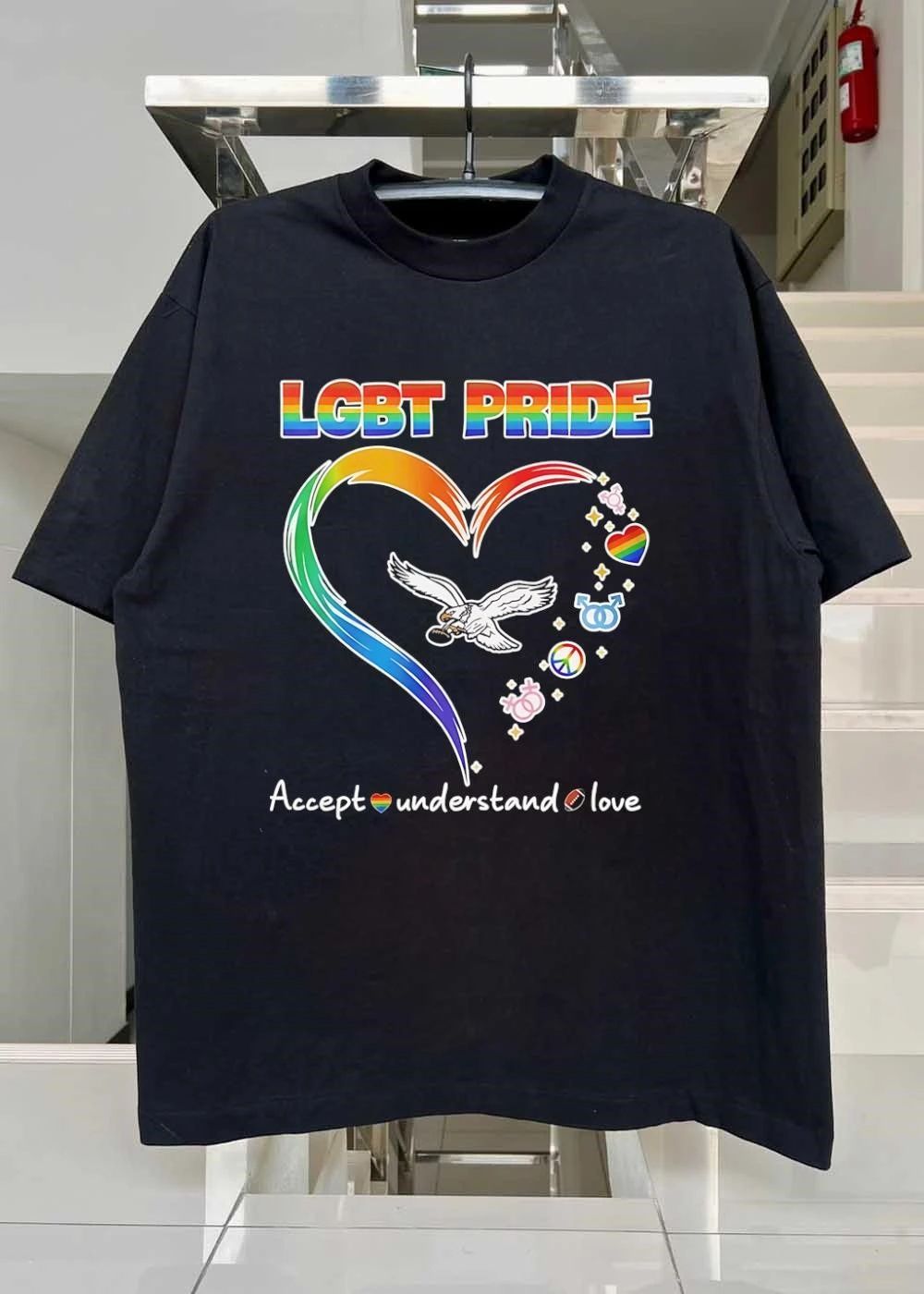 LGBT Pride Accept Understand Love Football Eagle Unisex T-Shirt