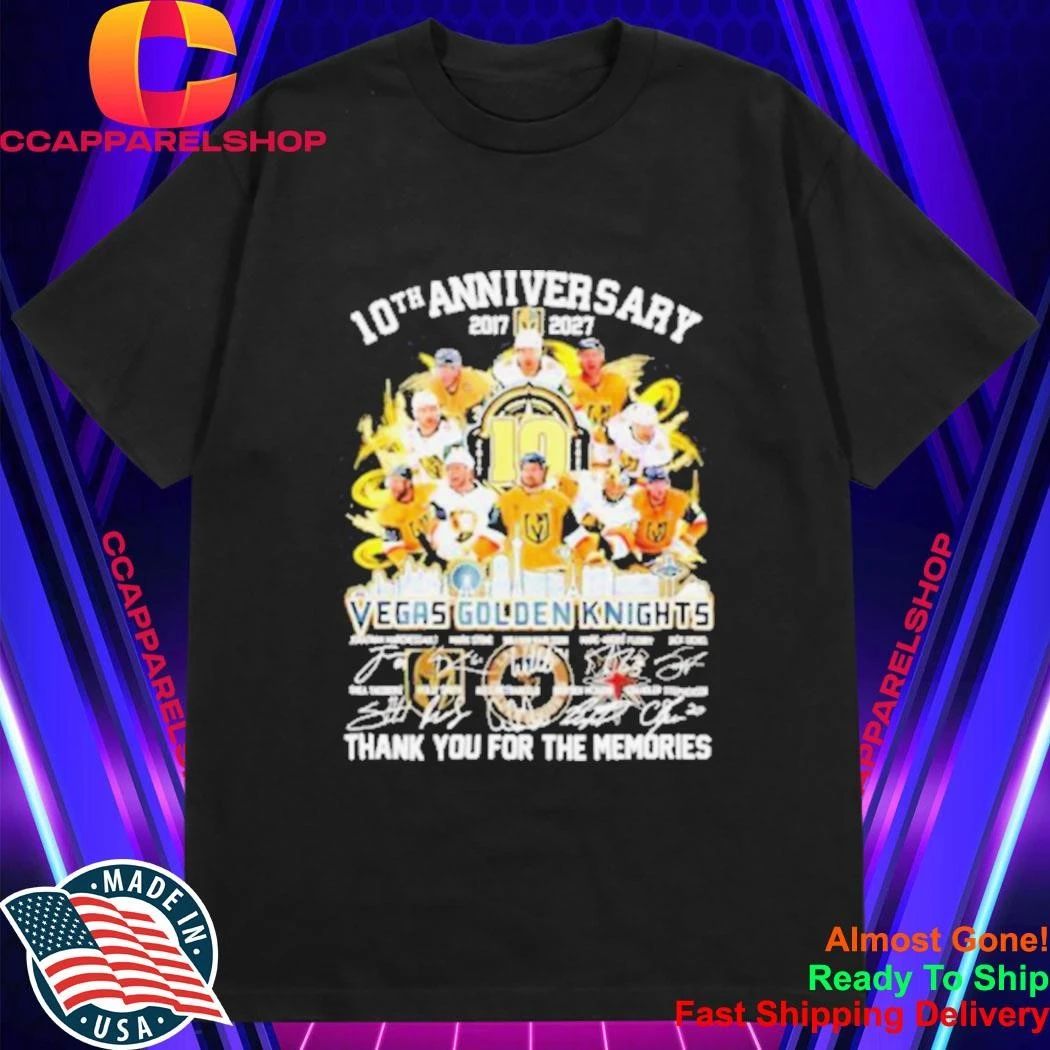 Vegas Golden Knights 10th Anniversary Team Signature Tribute Shirt