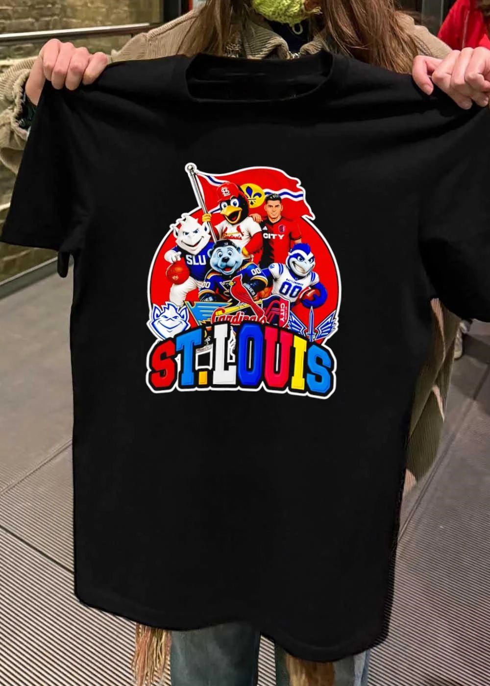 St. Louis Cardinals Blues City SC BattleHawks SLU Mascots Player City Flag shirt