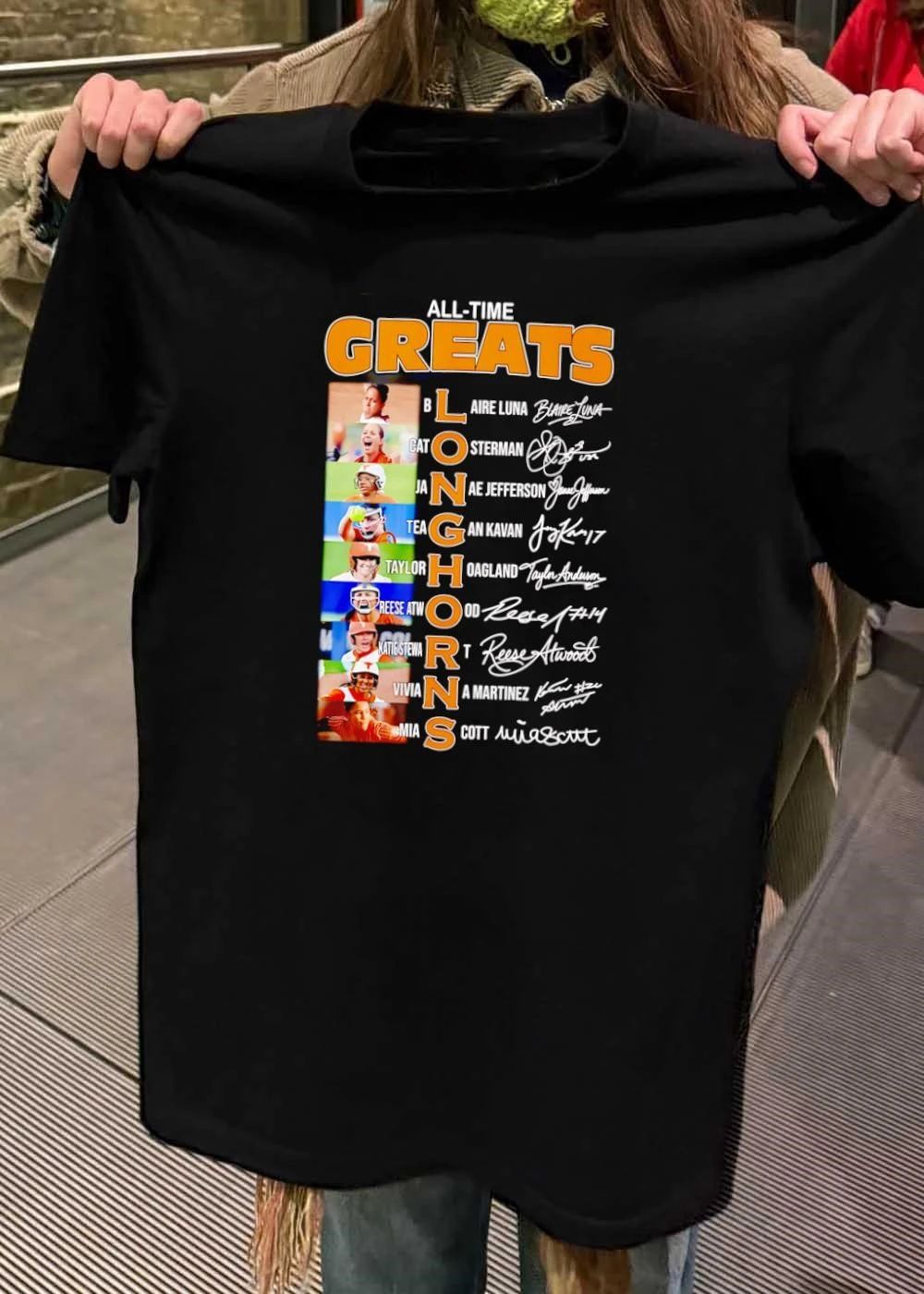 Blaire Luna Cat Osterman Janae Jefferson Tea Gan Kavan Taylor Hoagland Reese Atwood Viviana Martinez Mia Scott All-Time Greats Longhorns Shirt