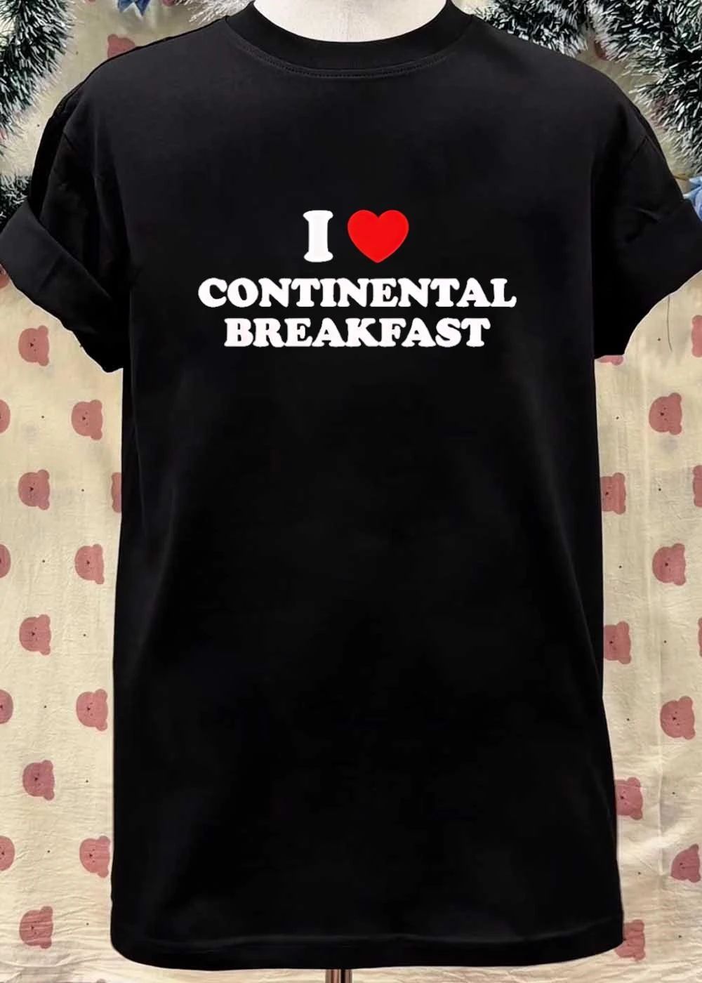 I Heart Love Continental Breakfast Black shirt