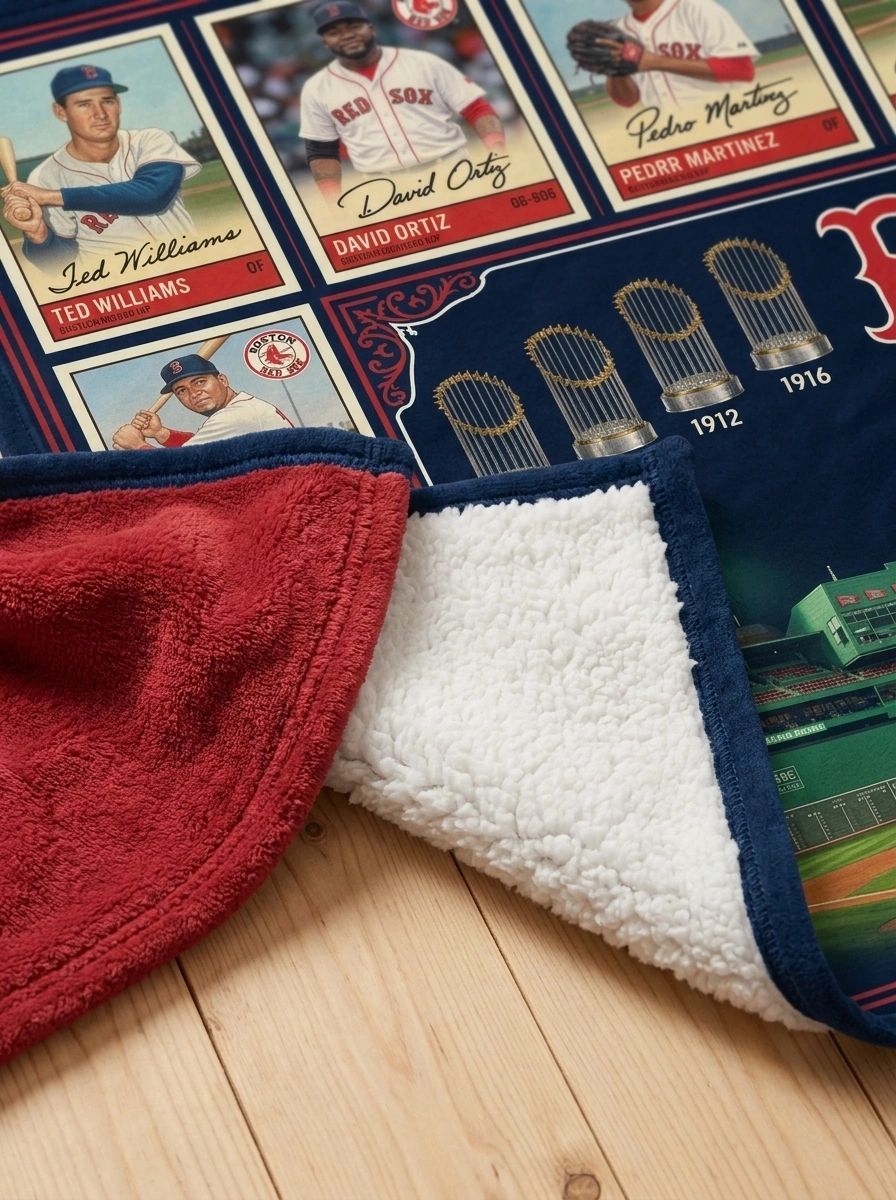 Boston Red Sox Fenway Park 9x World Series Champions Legends Facsimile Signatures Fleece Throw Blanket