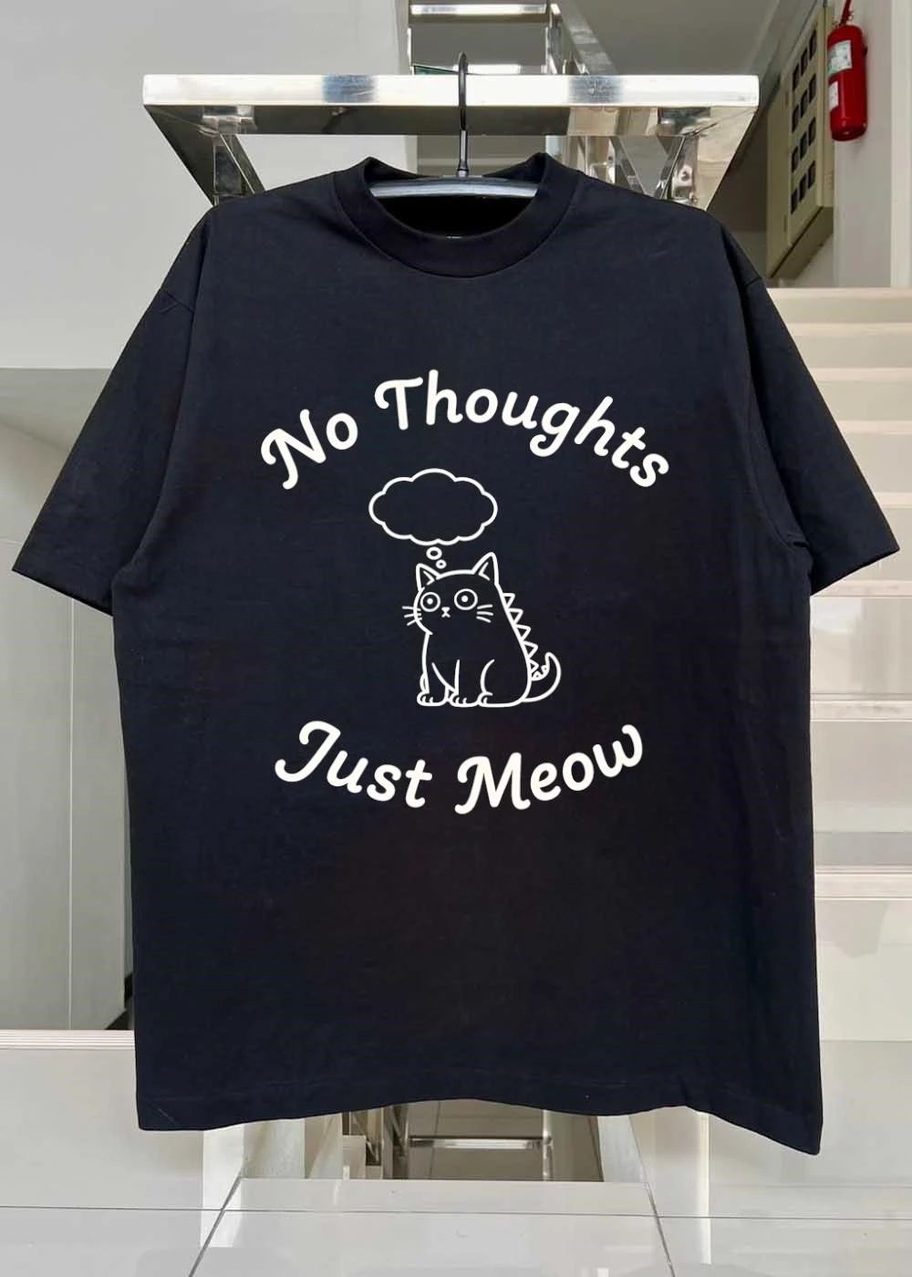 No Thoughts Just Meow Thought Bubble Stegosaurus Cat shirt