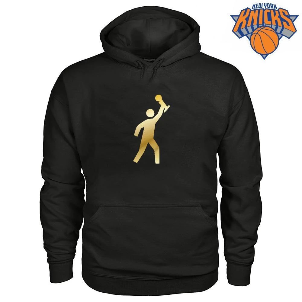 New York Knicks Champions NBA 2026 Gold Trophy Silhouette Minimalist Basketball Graphic Shirt