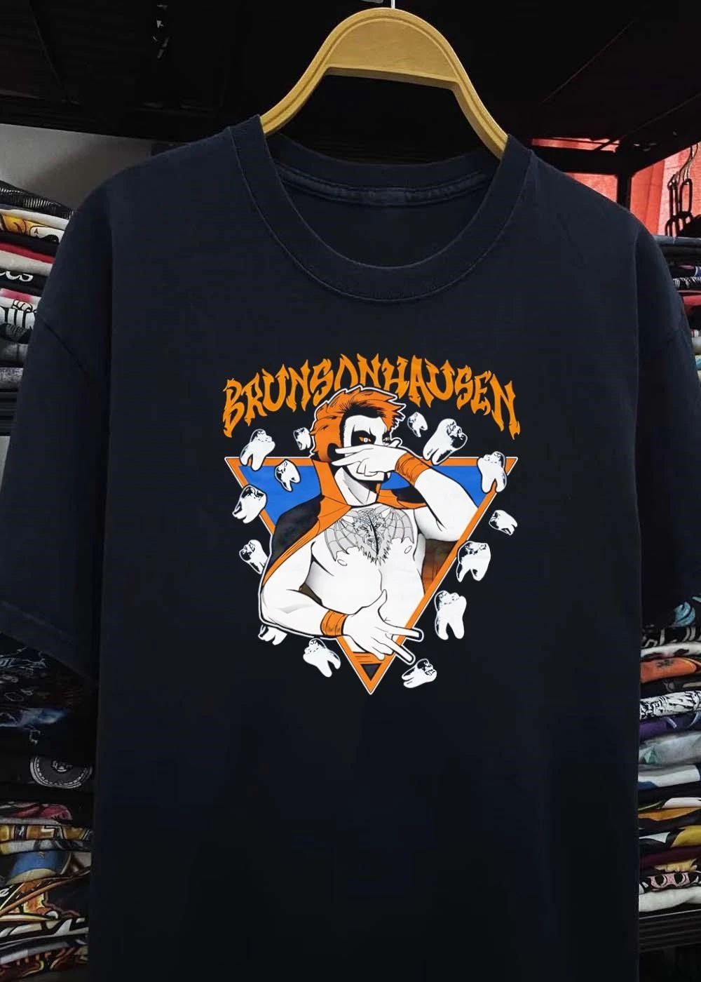 Brunsonhausen Vampire Tooth Throwing Hands Art T-Shirt