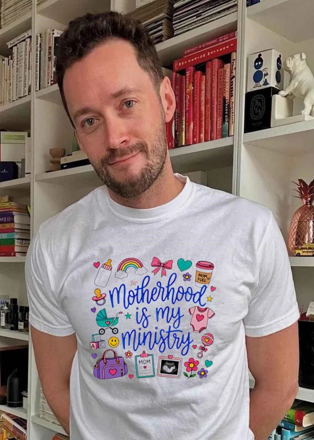 Motherhood Is My Ministry Rainbow Baby Shower Gift Shirt