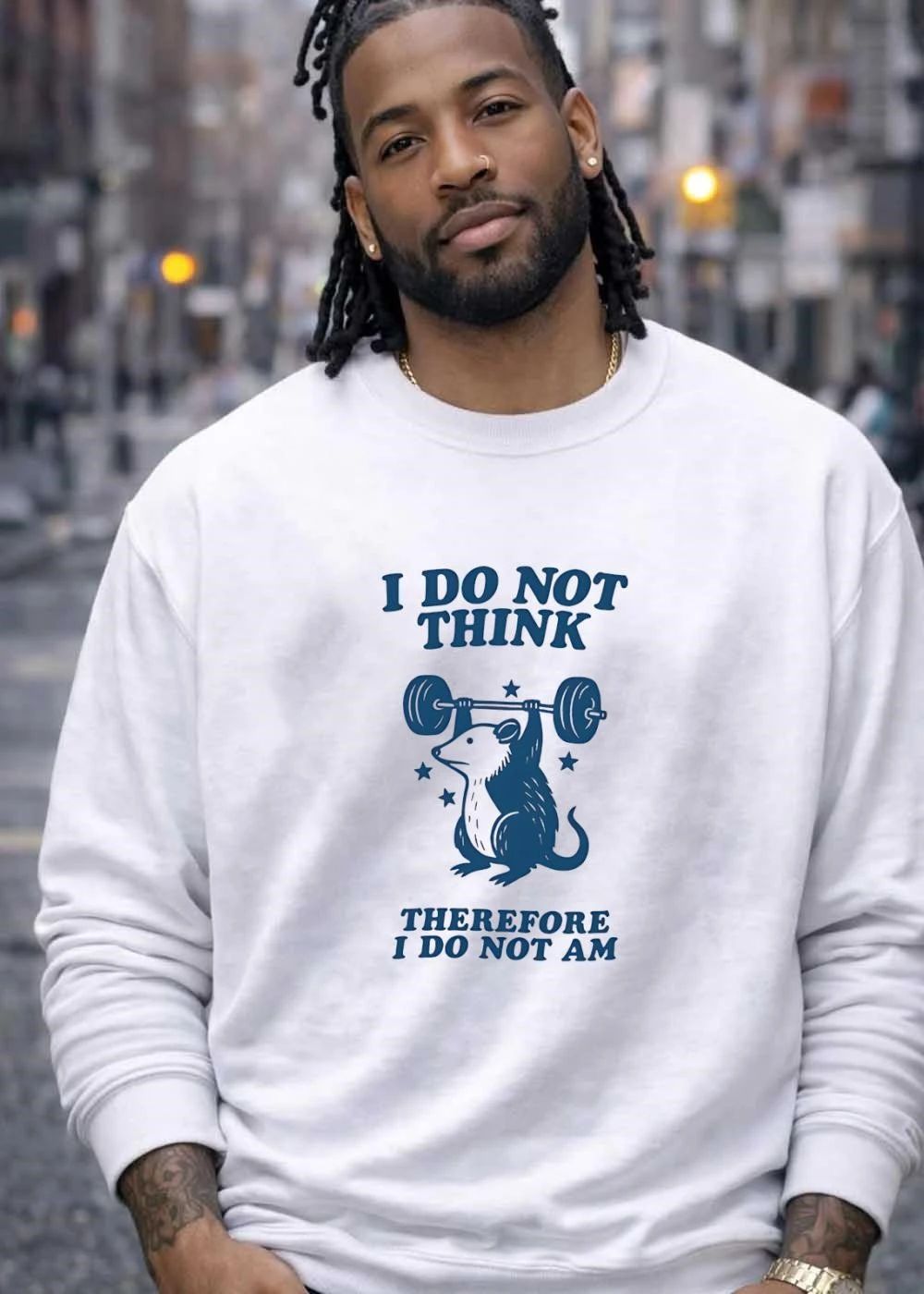 Possum Lifting Weights I Do Not Think Therefore I Am Shirt