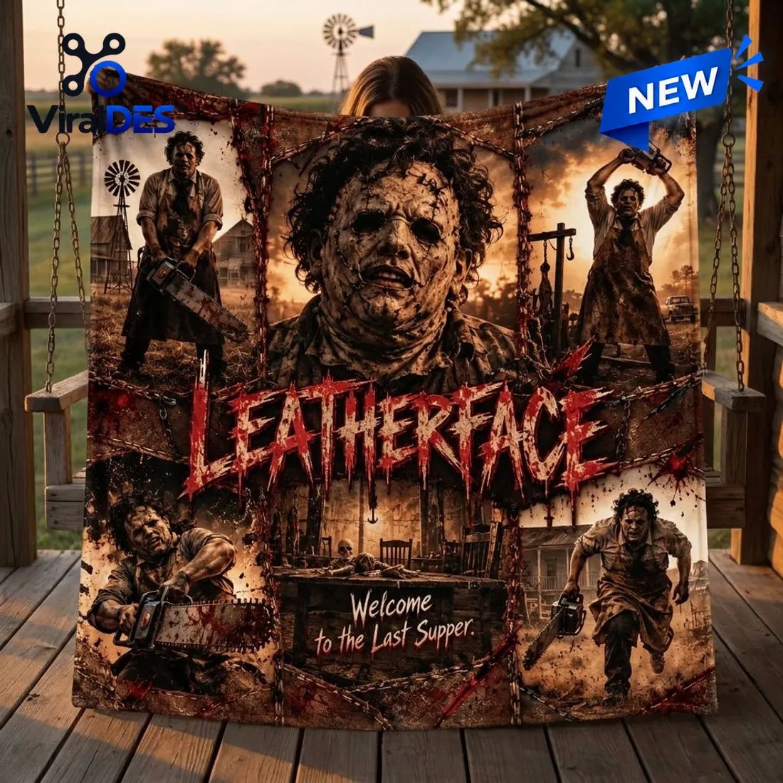 Leatherface Horror Movie Sepia Fleece Blanket