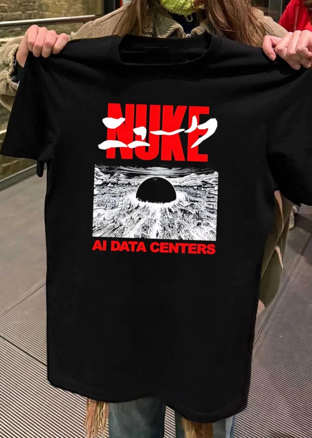 Nuke AI data centers nuclear explosion black sphere city destruction apocalypse shirt