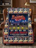 Atlanta Braves Truist Park 4x World Series Champions Legends Facsimile Signatures Fleece Throw Blanket