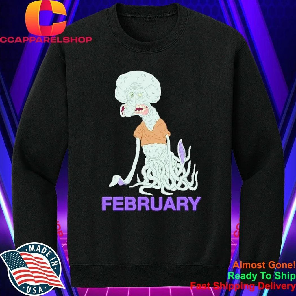 Creepy Squidward February Birthday MeatCanyon Style Distorted Cartoon Character Shirt