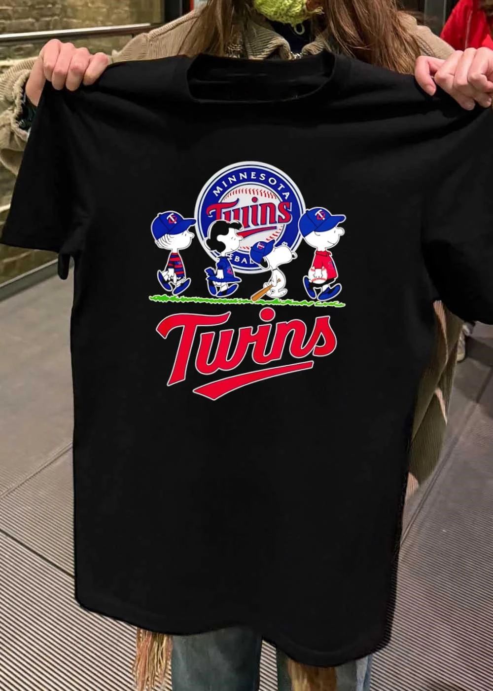 Peanuts Characters Marching Minnesota Twins Logo Twins T-Shirt