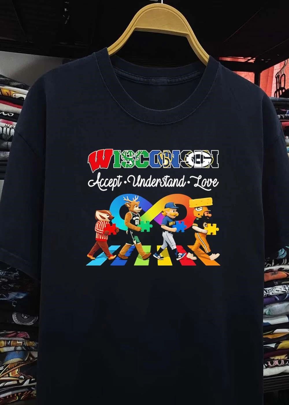 Accept Understand Love Wisconsin Badgers Bucks Brewers Packers Shirt