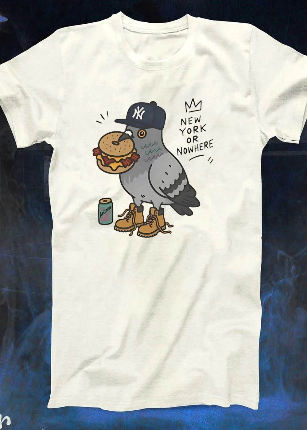 New York or Nowhere Pigeon with Bagel and Arizona Iced Tea Apparel T-Shirt