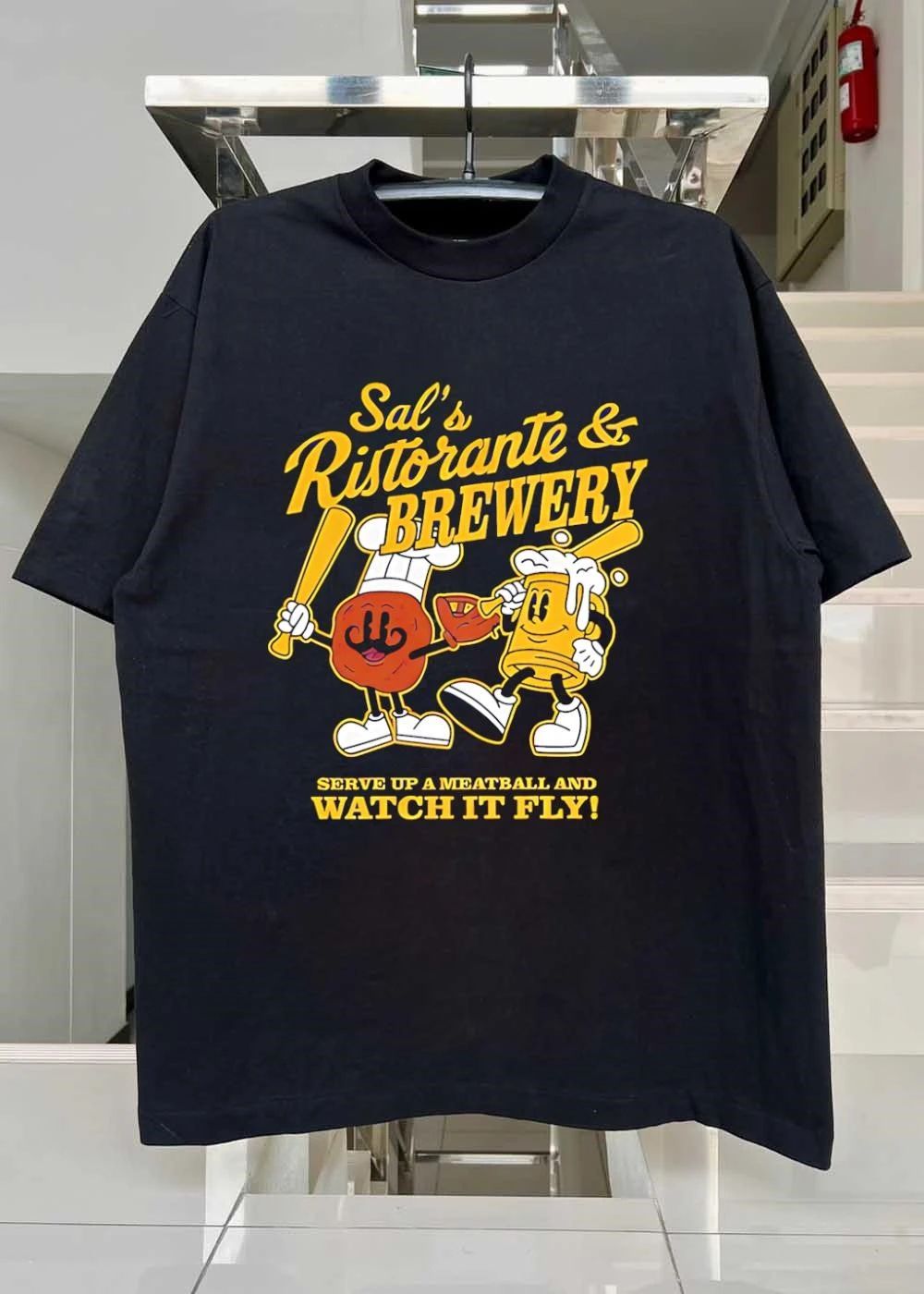 Baseball Sal’s Ristorante Brewery serve up a Meatball and watch it fly shirt
