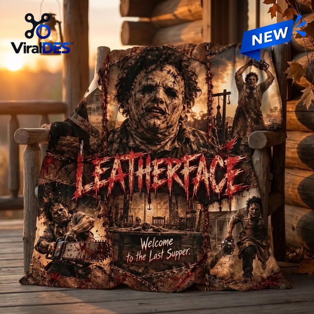 Leatherface Horror Movie Sepia Fleece Blanket