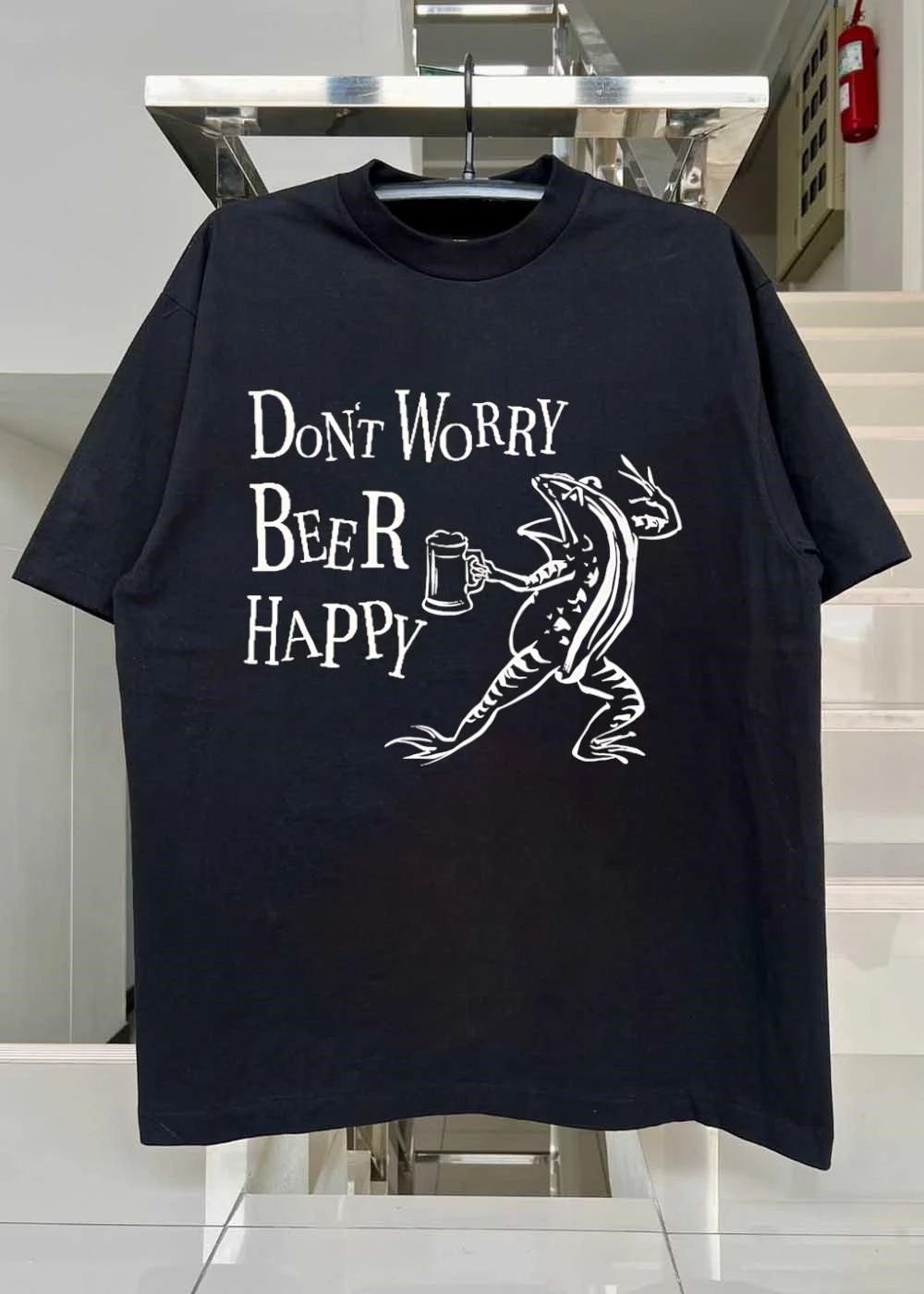 Funny Frog Graphic Don’t Worry Beer Happy T-Shirt