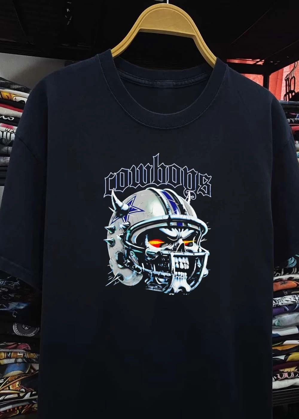 Dallas Cowboys Skull Helmet Spiked Graphic T-Shirt
