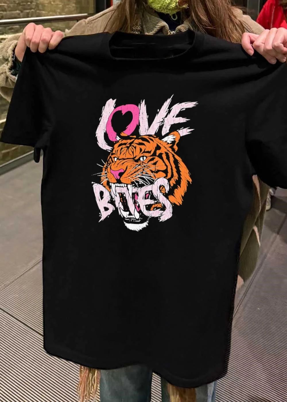Love Bites Tiger Roaring Face T-Shirt