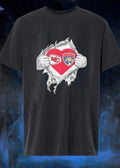 KC Chiefs and Florida Panthers Heart Ripped Chest T-Shirt