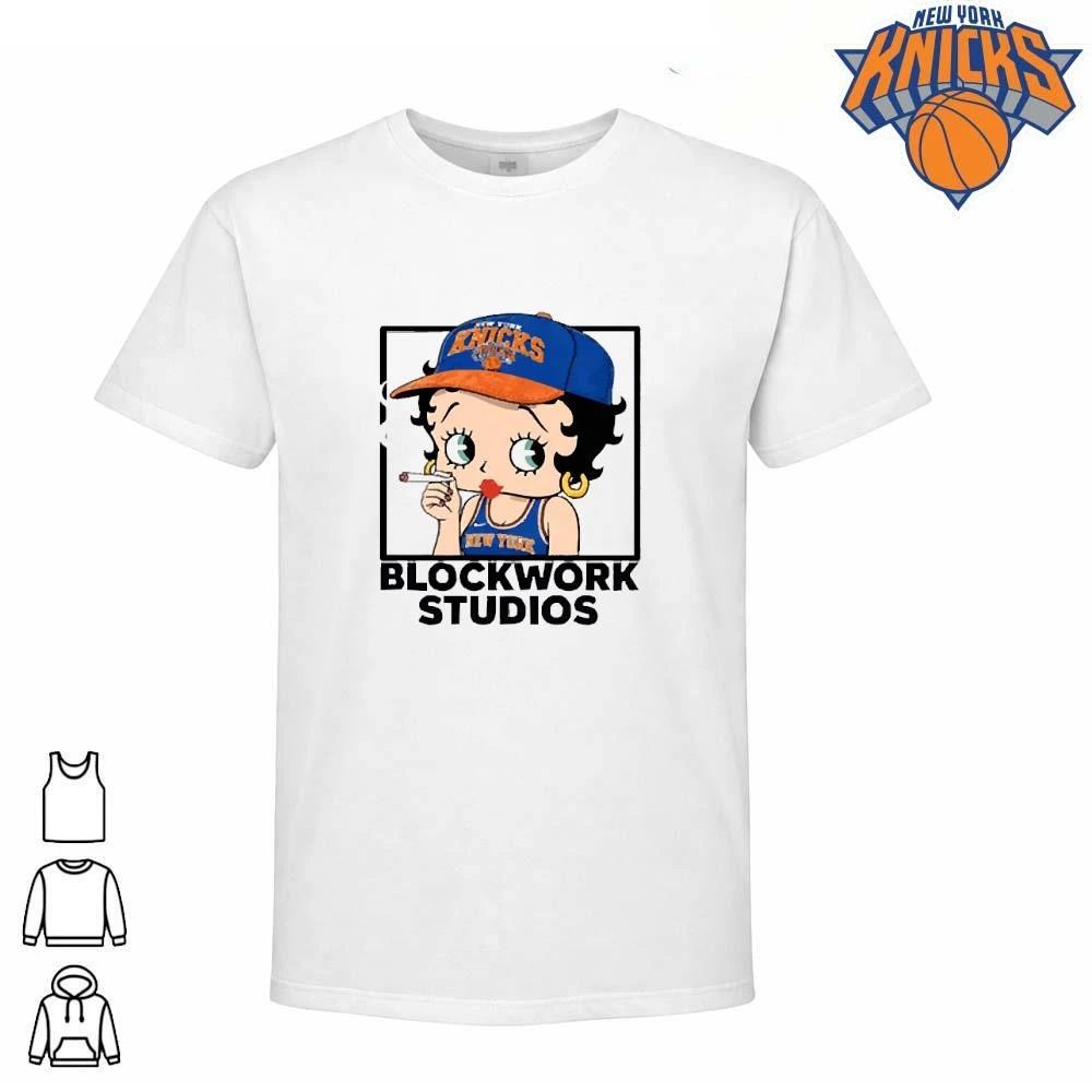 Cartoon BB Smoking Wearing Team Cap And Jersey Blockwork Studios New York Knicks Champions NBA 2026 shirt