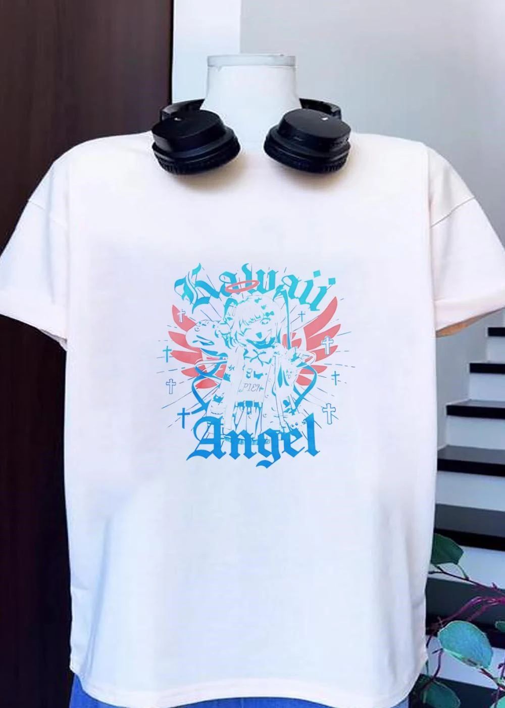 Kawaii Angel Anime Girl Aesthetic Pien Cross Wings Kawaii Angel T-Shirt